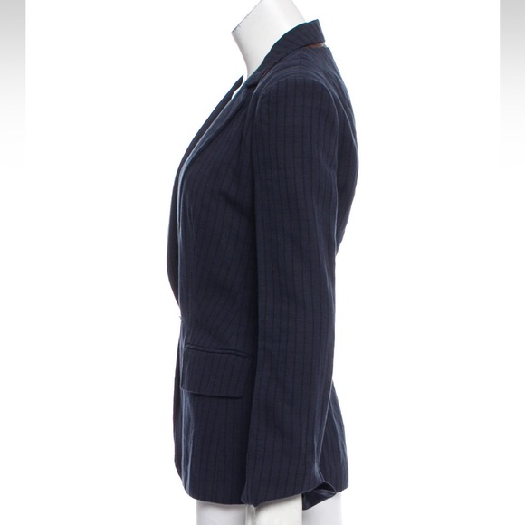 A.L.C. Blue pinstripe blazer with snakeskin collar - Picture 2 of 3